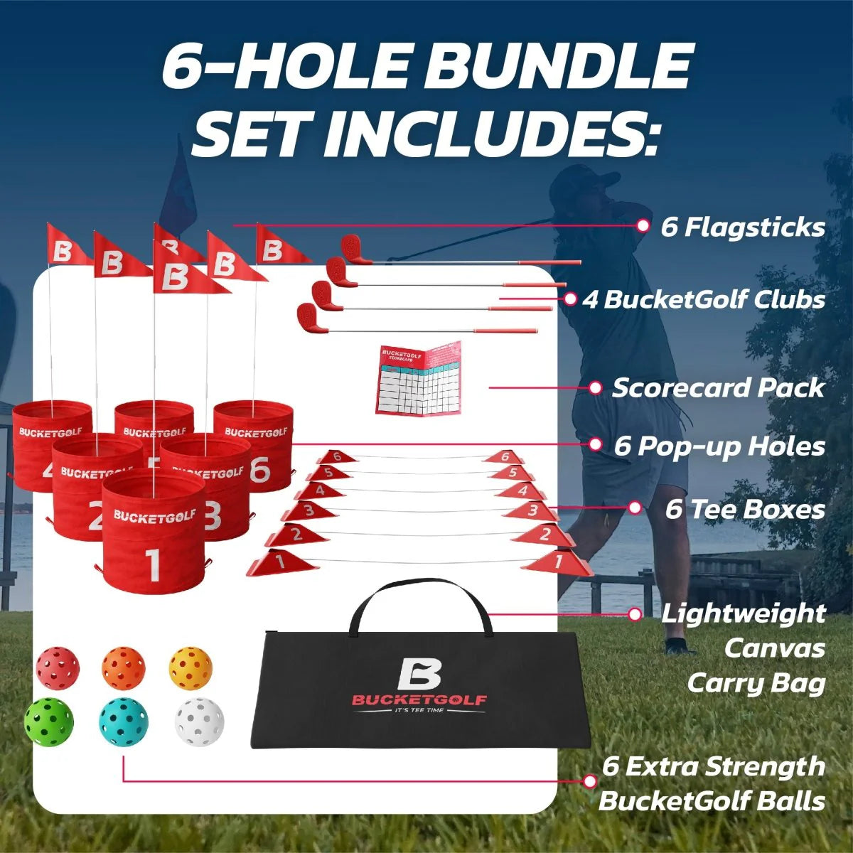 BucketGolf 6 Hole Set – Choose With or Without Clubs
