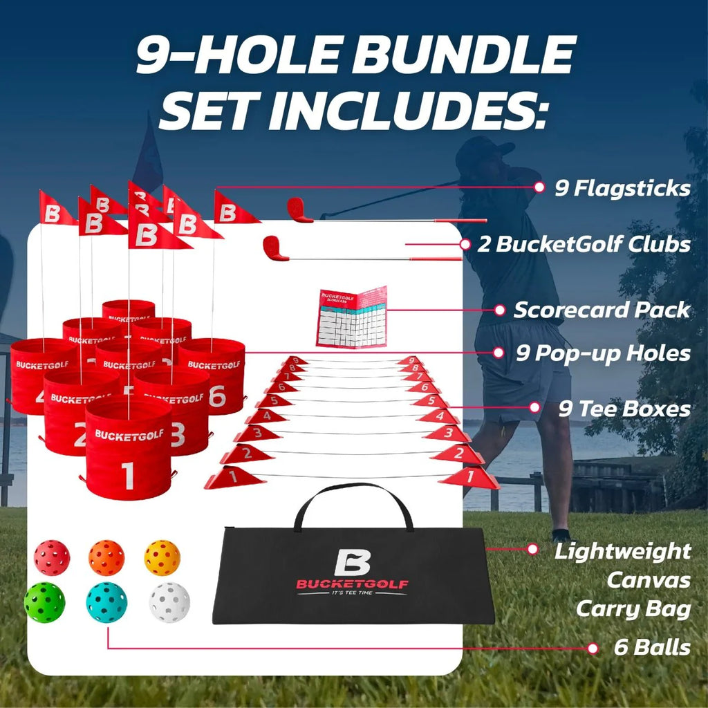 BucketGolf 9 Hole Set – Choose With or Without Clubs